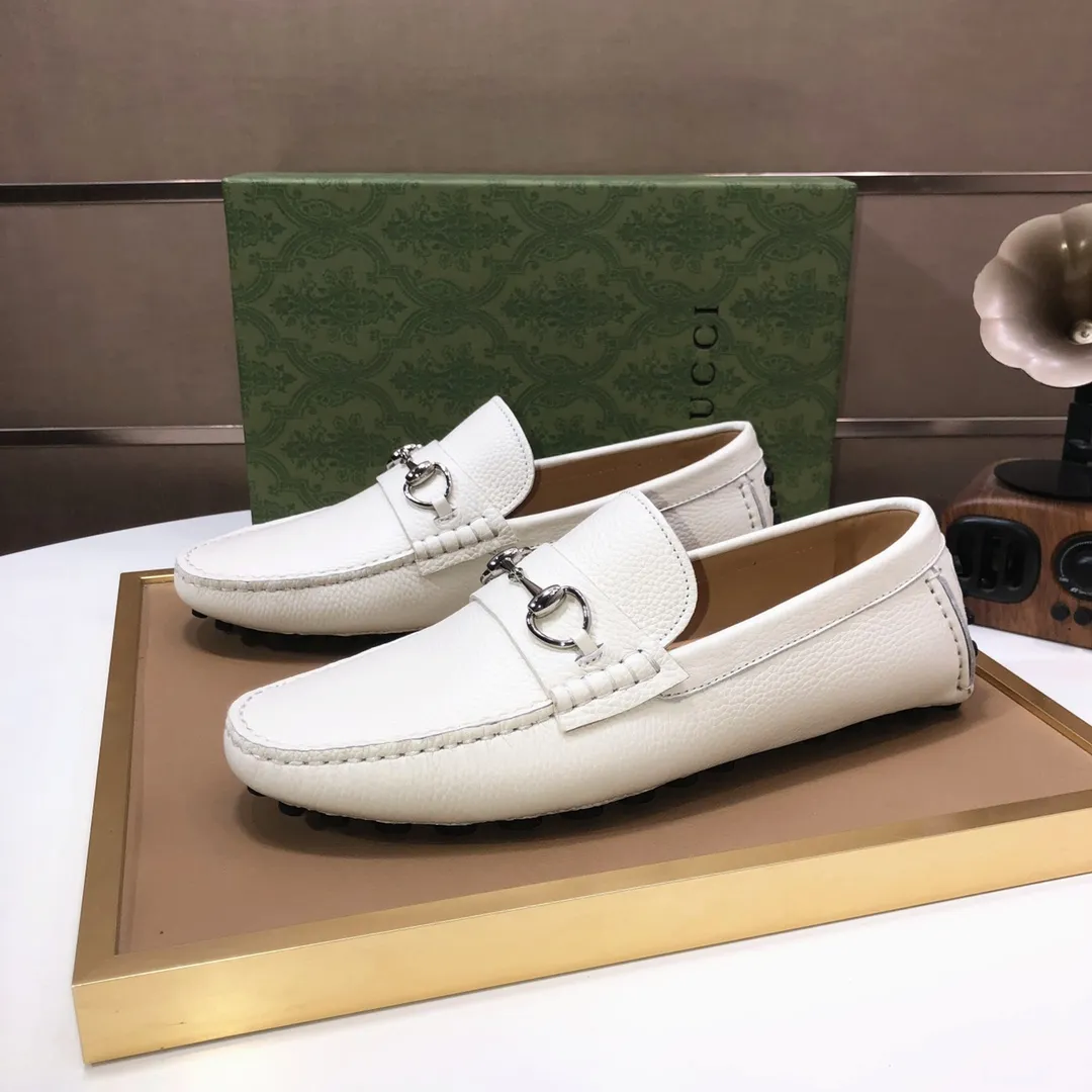 Men's Men's Shoes💰420💰[Gucci GUCCI] (High-end Niuli) New 🍀Gucci*-Gucci Peas Shoes! Made of imported original cowhide, the inner top layer is comfortable cowhide lining! Original wear-resistant rubber outsole! High quality products! Code number 38-44!